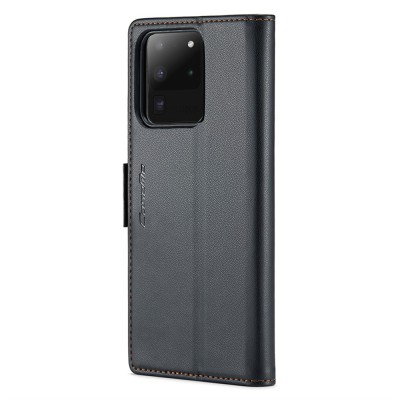 Кожиный чехол-книжка "CaseMe" Leather - чёрный (Galaxy S20 Ultra)