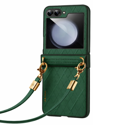 „Sulada“ Leather Strap Kickstand ādas apvalks - zaļš (Galaxy Flip5)