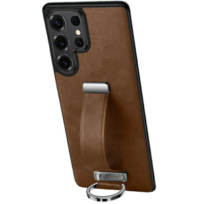 "SULADA" Leather Kickstand ādas apvalks - brūns (Galaxy S26 Ultra)