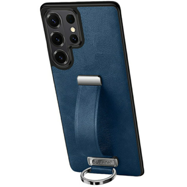 "SULADA" Leather Kickstand ādas apvalks - zils (Galaxy S26 Ultra)