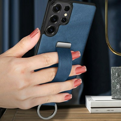 "SULADA" Leather Kickstand ādas apvalks - zils (Galaxy S26 Ultra)