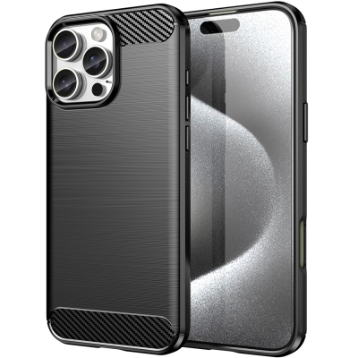 Твердый силиконовый чехол (TPU) "AMORUS" Carbon - чёрный (iPhone 16 Pro)
