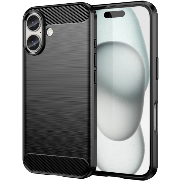 "AMORUS" Carbon cieta silikona (TPU) apvalks - melns (iPhone 16)