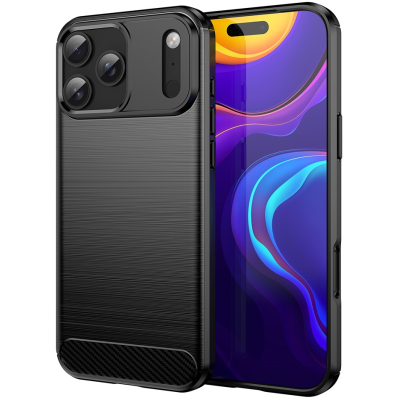 "AMORUS" Carbon cieta silikona (TPU) apvalks - melns (iPhone 17 Pro Max)