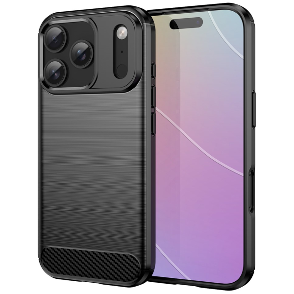 Твердый силиконовый чехол (TPU) "AMORUS" Carbon - чёрный (iPhone 17 Pro)
