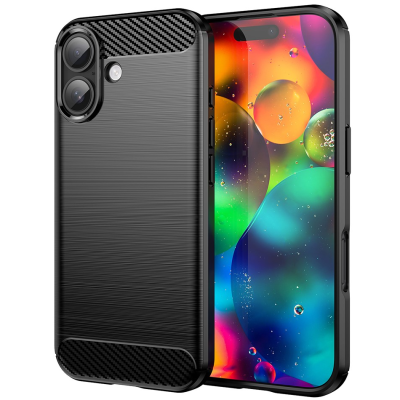 "AMORUS" Carbon cieta silikona (TPU) apvalks - melns (iPhone 17)