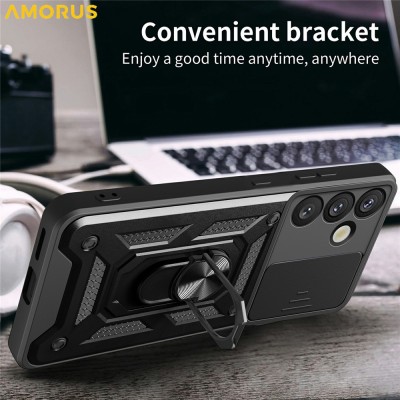 Противоударный чехол „AMORUS“ Kickstand - черный (Galaxy A57)