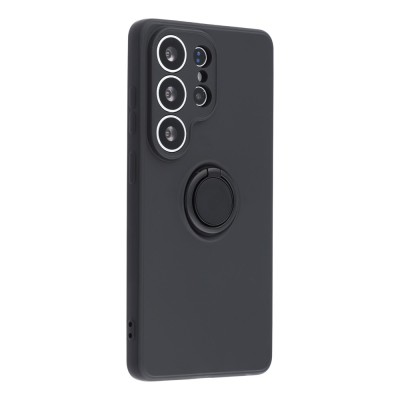 "Dechen" Ring Kickstand твердый силиконовый (TPU) чехол - чёрный (Galaxy S26 Ultra)