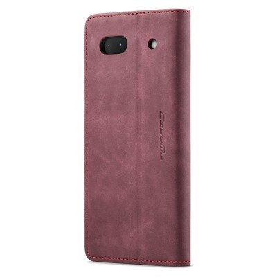 Кожиный чехол-книжка "CaseMe" Retro - бордовый (Pixel 6A)