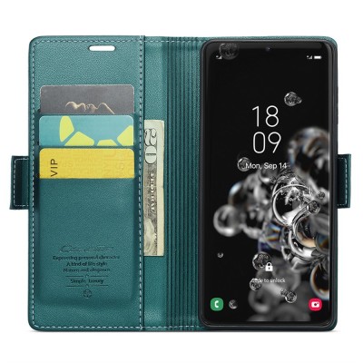Кожиный чехол-книжка "CaseMe" Leather - зелёный (Galaxy S20 Ultra)