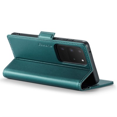 Кожиный чехол-книжка "CaseMe" Leather - зелёный (Galaxy S20 Ultra)