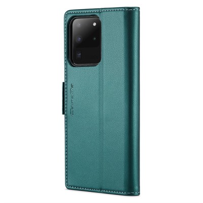 Кожиный чехол-книжка "CaseMe" Leather - зелёный (Galaxy S20 Ultra)