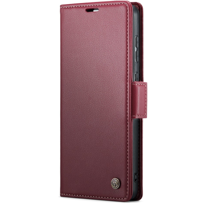 Кожиный чехол-книжка "CaseMe" Leather - бордовый (Galaxy S20 Ultra)