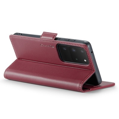 Кожиный чехол-книжка "CaseMe" Leather - бордовый (Galaxy S20 Ultra)