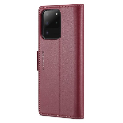 Кожиный чехол-книжка "CaseMe" Leather - бордовый (Galaxy S20 Ultra)