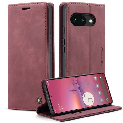 Кожиный чехол-книжка "CaseMe" Retro - бордовый (Pixel 10a)