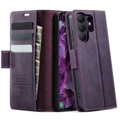 Кожиный чехол-книжка "CaseMe" Retro Skin - фиолетовый (Galaxy S26 Ultra)