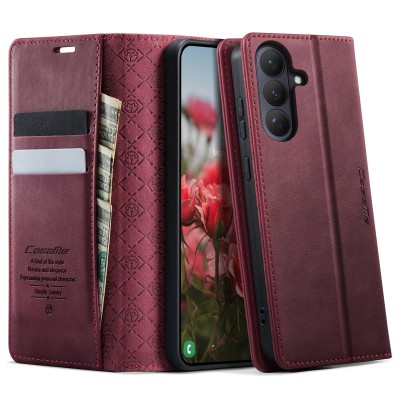 Кожиный чехол-книжка "CaseMe" Retro Skin - бордовый (Galaxy S26)