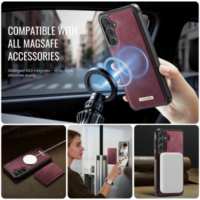 „CASEME“ Wallet apvalks - bordo (Galaxy S26)