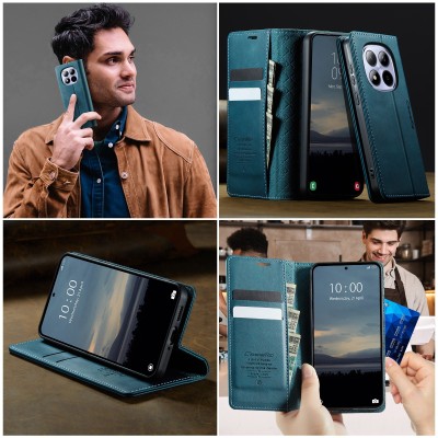 Кожиный чехол-книжка "CaseMe" Retro Skin - зелёный (Redmi Note 15 Pro 5G)