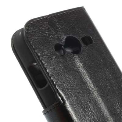 Samsung Galaxy Trend 2 G313 atvēramais melns ādas maciņš / Vacins.lv