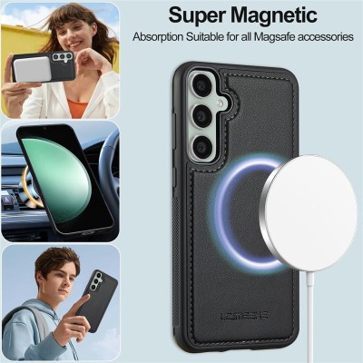 "LC.IMEEKE" MagSafe 2-in-1 atlokāms maciņš - melns (Galaxy A57)