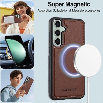 "LC.IMEEKE" MagSafe прочный чехол-книжка 2-в-1 - коричневый (Galaxy A57)