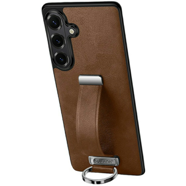 "SULADA" Leather Kickstand ādas apvalks - brūns (Galaxy S26)