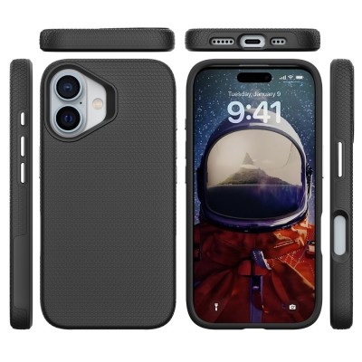 „TUKU“ Shockproof ciets silikona korpuss - melns (iPhone 16)