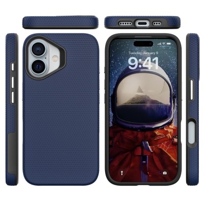 „TUKU“ Shockproof kõva silikoonümbris - тёмно-синий (iPhone 16)