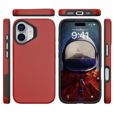 „TUKU“ Shockproof ciets silikona korpuss - sarkans (iPhone 16)