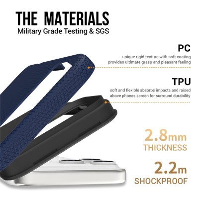 „TUKU“ Shockproof ciets silikona korpuss - tumši zils (iPhone 17 Pro)