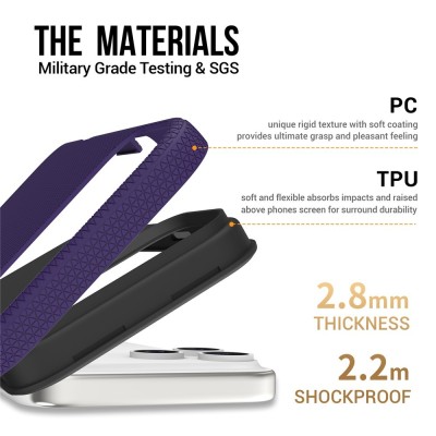 „TUKU“ Shockproof kõva silikoonümbris - фиолетовый (iPhone 17 Pro)