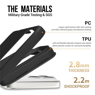 „TUKU“ Shockproof ciets silikona korpuss - melns (iPhone 17 Pro Max)