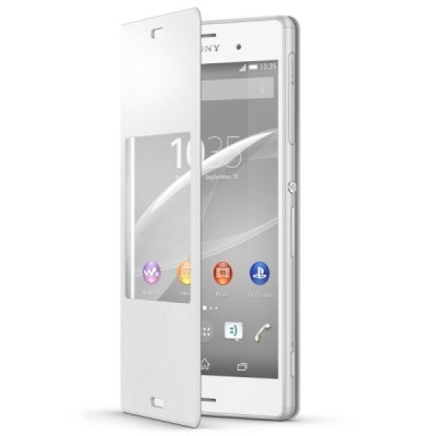 Oficiāls Sony Xperia Z3 Style Cover Window balts atvērams maciņš SCR24 / Vacins.lv