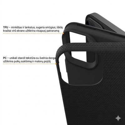 „TUKU“ Shockproof ciets silikona korpuss - melns (iPhone 15)