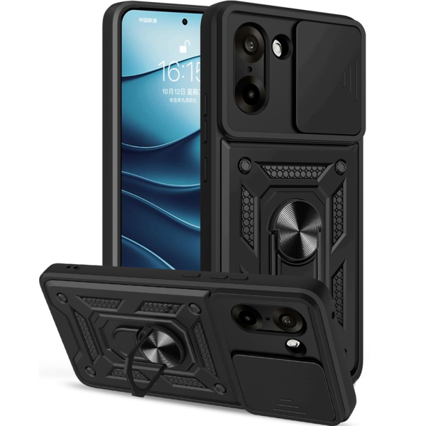 Противоударный чехол „AMORUS“ Kickstand - черный (OnePlus Nord CE5 / Ace 5 Racing)