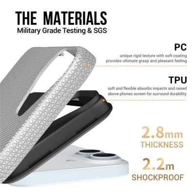 „TUKU“ Shockproof kõva silikoonümbris - серебристый (iPhone 16)