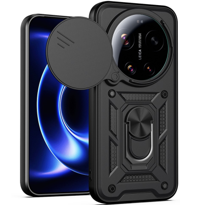 Противоударный чехол „AMORUS“ Kickstand - черный (Xiaomi 17 Ultra)