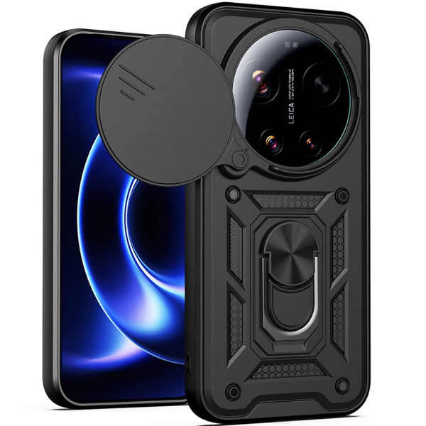 Противоударный чехол „AMORUS“ Kickstand - черный (Xiaomi 17 Ultra)