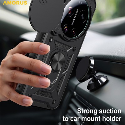 "AMORUS" Kickstand pastiprinātas aizsardzības apvalks - melns (Xiaomi 17 Ultra)