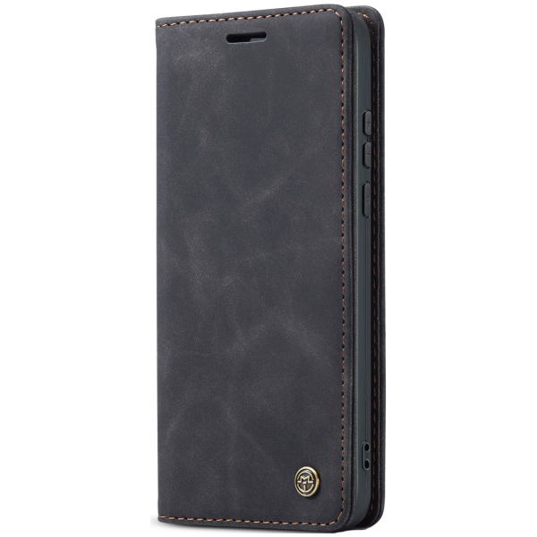 Кожиный чехол-книжка "CaseMe" Retro - чёрный (Xiaomi 17 Ultra)