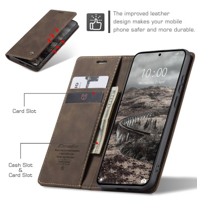 Кожиный чехол-книжка "CaseMe" Retro - коричневый (Xiaomi 17 Ultra)