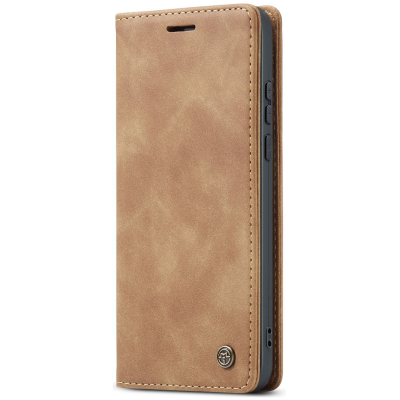 "CaseMe" Retro solīds atvēramais ādas maciņš - gaiši brūns (Xiaomi 17 Ultra)