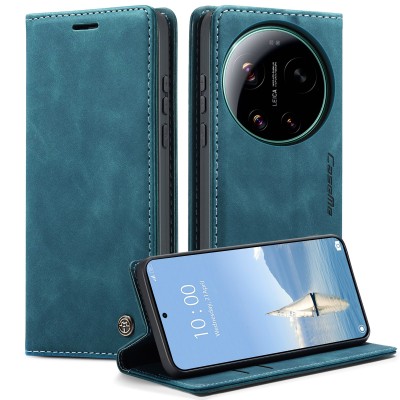 Кожиный чехол-книжка "CaseMe" Retro - зелёный (Xiaomi 17 Ultra)