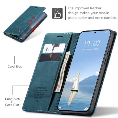 "CaseMe" Retro solīds atvēramais ādas maciņš - zaļš (Xiaomi 17 Ultra)