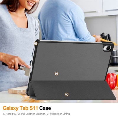 „Saige" Чехол-книжка - серый (Galaxy Tab S11)