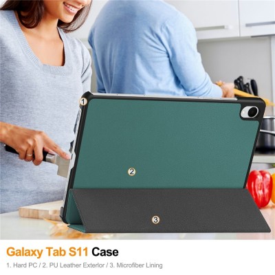 „Saige" Чехол-книжка - зелёный (Galaxy Tab S11)