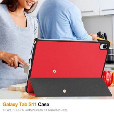 „Saige" Чехол-книжка - красный (Galaxy Tab S11)