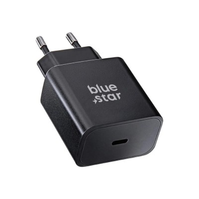 „Blue Star“ tīkla lādētājs (25W) - melns + USB-C vads
